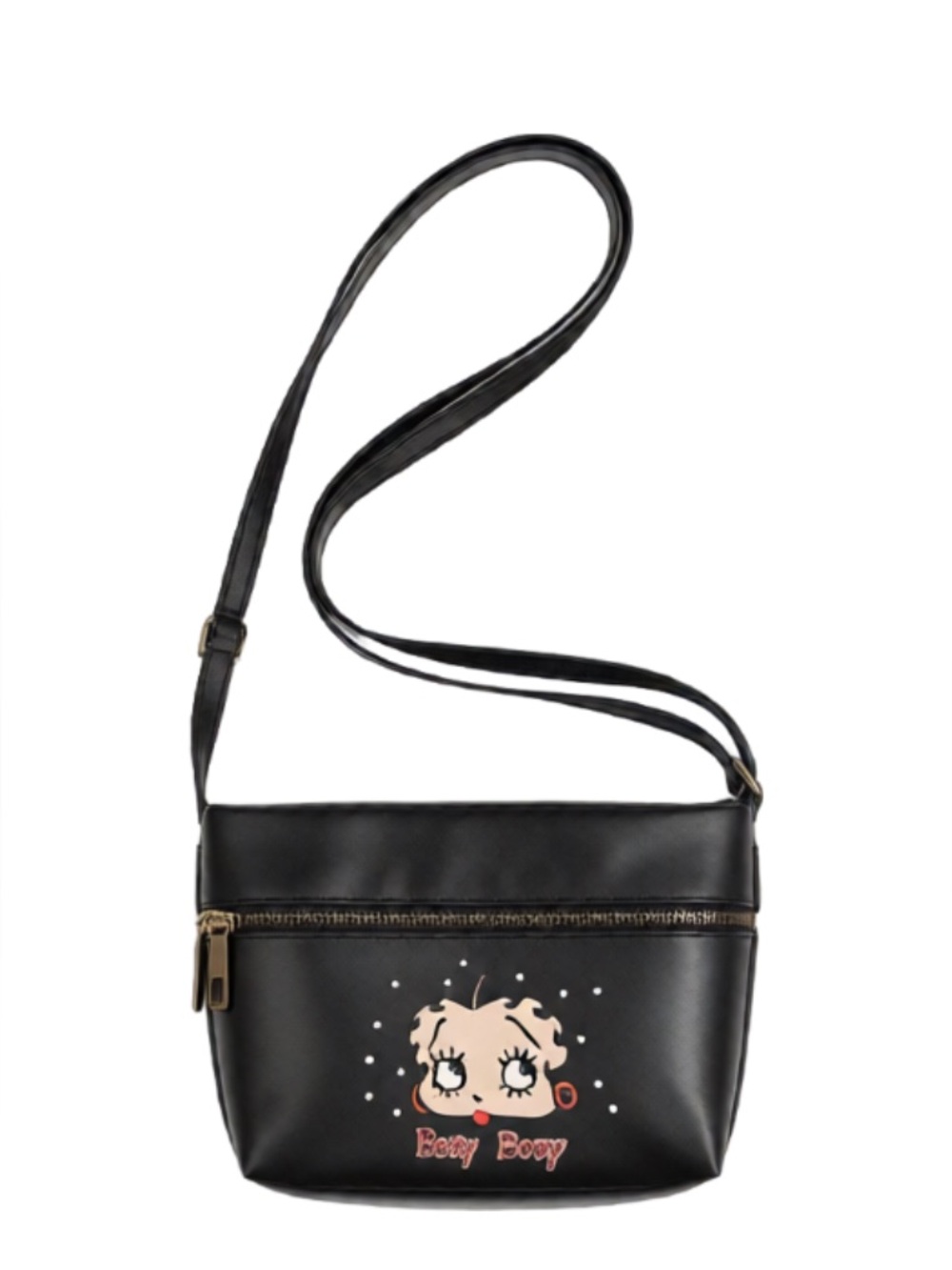 Betty Boop Black Crossbody Bag with Cartoon Design